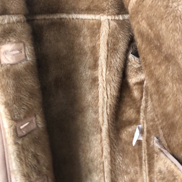 Utex Faux Shearling Long Coat Camel Tan Suede Plush Lined Full Length Medium - Picture 9 of 11